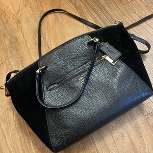 Black leather coach purse